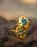 24k gold blue tourmaline ring//gold tourmaline ring//24k tourmaline jewelry//unique tourmaline engagement ring//artisan tourmaline ring