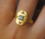 24k gold blue tourmaline ring//gold tourmaline ring//24k tourmaline jewelry//unique tourmaline engagement ring//artisan tourmaline ring