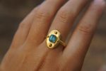 24k gold blue tourmaline ring//gold tourmaline ring//24k tourmaline jewelry//unique tourmaline engagement ring//artisan tourmaline ring