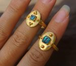 24k gold blue tourmaline ring//gold tourmaline ring//24k tourmaline jewelry//unique tourmaline engagement ring//artisan tourmaline ring