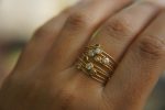 20k gold diamond stacking//gold diamond ring//handmade one of a kind//boho engagement ring//20k gold nugget ring//gold diamond stacking ring