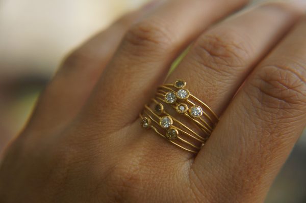 20k gold diamond stacking//gold diamond ring//handmade one of a kind//boho engagement ring//20k gold nugget ring//gold diamond stacking ring