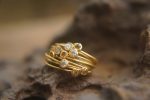 20k gold diamond stacking//gold diamond ring//handmade one of a kind//boho engagement ring//20k gold nugget ring//gold diamond stacking ring