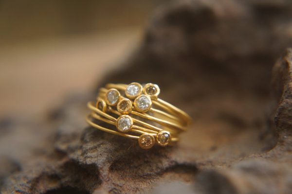 20k gold diamond stacking//gold diamond ring//handmade one of a kind//boho engagement ring//20k gold nugget ring//gold diamond stacking ring