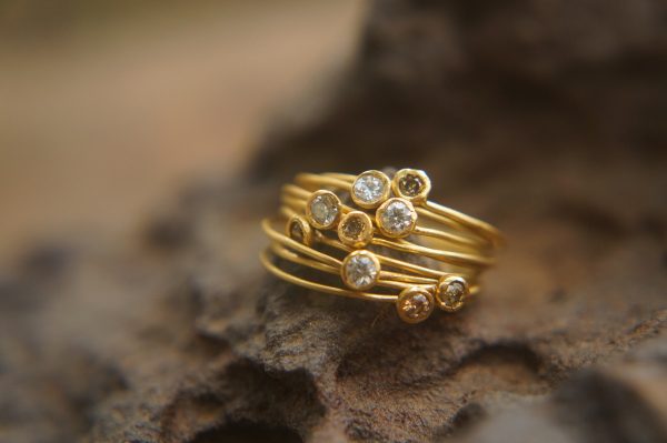 20k gold diamond stacking//gold diamond ring//handmade one of a kind//boho engagement ring//20k gold nugget ring//gold diamond stacking ring