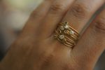 20k gold diamond stacking//gold diamond ring//handmade one of a kind//boho engagement ring//20k gold nugget ring//gold diamond stacking ring