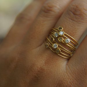 20k gold diamond stacking//gold diamond ring//handmade one of a kind//boho engagement ring//20k gold nugget ring//gold diamond stacking ring
