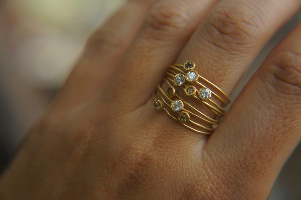 20k gold diamond stacking//gold diamond ring//handmade one of a kind//boho engagement ring//20k gold nugget ring//gold diamond stacking ring