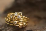 20k gold diamond stacking//gold diamond ring//handmade one of a kind//boho engagement ring//20k gold nugget ring//gold diamond stacking ring