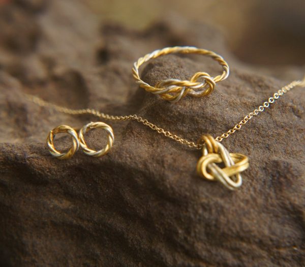 24K Gold and silver studs// circle twisted Studs//round gold Earrings//Handcrafted boho Earrings//Minimalist Jewelry//artisan 24k gold studs