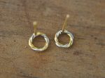 24K Gold and silver studs// circle twisted Studs//round gold Earrings//Handcrafted boho Earrings//Minimalist Jewelry//artisan 24k gold studs
