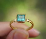 24k gold blue tourmaline ring//gold tourmaline ring//24k tourmaline jewelry//unique tourmaline engagement ring//artisan tourmaline ring