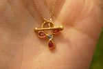 24k gold pendant/red sapphire sapphire//gold artisan pendant//blue sapphire flower pendant//multi stone pendant//artisan gold floral pendant