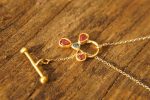 24k gold pendant/red sapphire sapphire//gold artisan pendant//blue sapphire flower pendant//multi stone pendant//artisan gold floral pendant