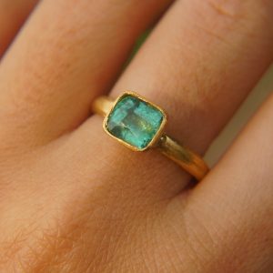 24k gold blue tourmaline ring//gold tourmaline ring//24k tourmaline jewelry//unique tourmaline engagement ring//artisan tourmaline ring