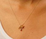 24k gold pendant/red sapphire sapphire//gold artisan pendant//blue sapphire flower pendant//multi stone pendant//artisan gold floral pendant