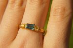 24k gold indicolite blue ring//artisan indicolite blue tourmaline ring//indicolite 24k ring//24k gold ring//24k gold hand made ring