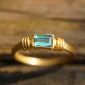 24k gold indicolite blue ring//artisan indicolite blue tourmaline ring//indicolite 24k ring//24k gold ring//24k gold hand made ring