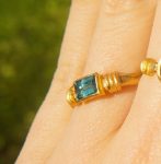 24k gold indicolite blue ring//artisan indicolite blue tourmaline ring//indicolite 24k ring//24k gold ring//24k gold hand made ring