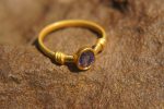 24k gold purple-blue sapphire ring//artisan purple-blue sapphire ring//24k gold ring//24k gold hand made sapphire ring