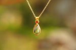 24k gold pendant//gold opal and ruby pendant//multi stone pendant//artisan gold pendant//opal 24k gold pendant//opal and ruby pendant