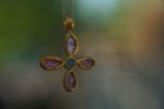 24k gold pendant//flower 24k gold //gold artisan charm//flower gold pendant/artisan gold pendant//tourmaline pendant charm//24k gold pendant