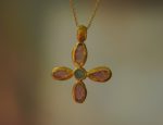 24k gold pendant//flower 24k gold //gold artisan charm//flower gold pendant/artisan gold pendant//tourmaline pendant charm//24k gold pendant