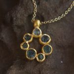 24k gold pendant// 24k gold flower //gold artisan charm//blue gold pendant//artisan gold pendant//tourmaline pendant charm//24k gold pendant
