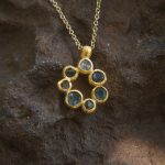 24k gold pendant// 24k gold flower //gold artisan charm//blue gold pendant//artisan gold pendant//tourmaline pendant charm//24k gold pendant