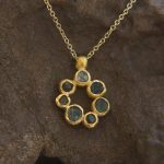 24k gold pendant// 24k gold flower //gold artisan charm//blue gold pendant//artisan gold pendant//tourmaline pendant charm//24k gold pendant