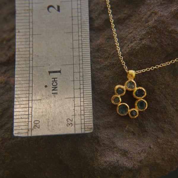 24k gold pendant// 24k gold flower //gold artisan charm//blue gold pendant//artisan gold pendant//tourmaline pendant charm//24k gold pendant