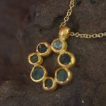 24k gold pendant// 24k gold flower //gold artisan charm//blue gold pendant//artisan gold pendant//tourmaline pendant charm//24k gold pendant