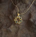 24k gold pendant// 24k gold flower //gold artisan charm//blue gold pendant//artisan gold pendant//tourmaline pendant charm//24k gold pendant