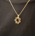 24k gold pendant// 24k gold flower //gold artisan charm//blue gold pendant//artisan gold pendant//tourmaline pendant charm//24k gold pendant