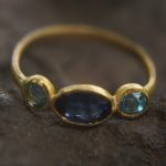 Blue sapphire ring//artisan aquamarine ring//aquamarine 24k ring//24k gold ring//24k gold sapphire ring//gold sapphire aquamarine