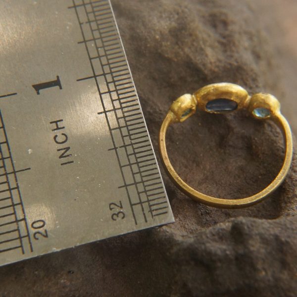 Blue sapphire ring//artisan aquamarine ring//aquamarine 24k ring//24k gold ring//24k gold sapphire ring//gold sapphire aquamarine