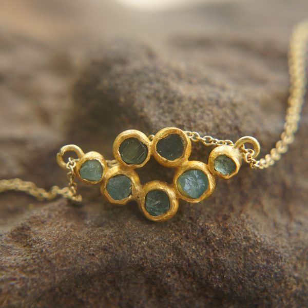 24k gold blue tourmaline pendant//handmade 24k pendant//artisan one of a kind gold pendant//mandala gold pendant//artisan gem pendant//24k