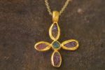 24k gold pendant//flower 24k gold //gold artisan charm//flower gold pendant/artisan gold pendant//tourmaline pendant charm//24k gold pendant