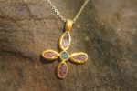 24k gold pendant//flower 24k gold //gold artisan charm//flower gold pendant/artisan gold pendant//tourmaline pendant charm//24k gold pendant