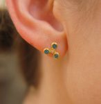24k gold white moissoanite and neon apatite studs//gold blue gems studs//blue apatite and white moissanite earrings//24k gold jewelry
