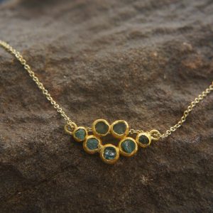 24k gold blue tourmaline pendant//handmade 24k pendant//artisan one of a kind gold pendant//mandala gold pendant//artisan gem pendant//24k