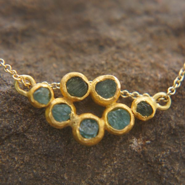 24k gold blue tourmaline pendant//handmade 24k pendant//artisan one of a kind gold pendant//mandala gold pendant//artisan gem pendant//24k