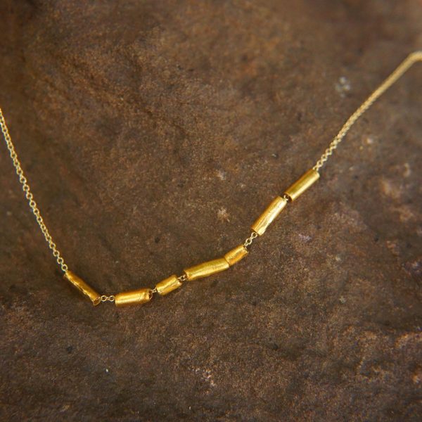 24k gold beaded necklace//24k gold necklace//long beaded necklace//24k necklace//artisan chic necklace//everyday gold necklace