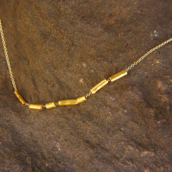 24k gold beaded necklace//24k gold necklace//long beaded necklace//24k necklace//artisan chic necklace//everyday gold necklace