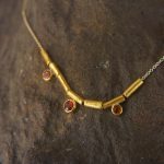 24k gold beaded charm necklace//24k multi stone necklace//24k gold necklace//charm necklace with gem stone//gold beaded necklace