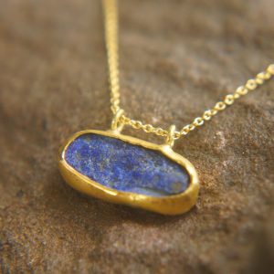 24k gold blue lapis Pendant//Gold lapis Pendant//lapis gold chain//lapis pendant//24k gold pendant//artisan 24k gold lapis pendant
