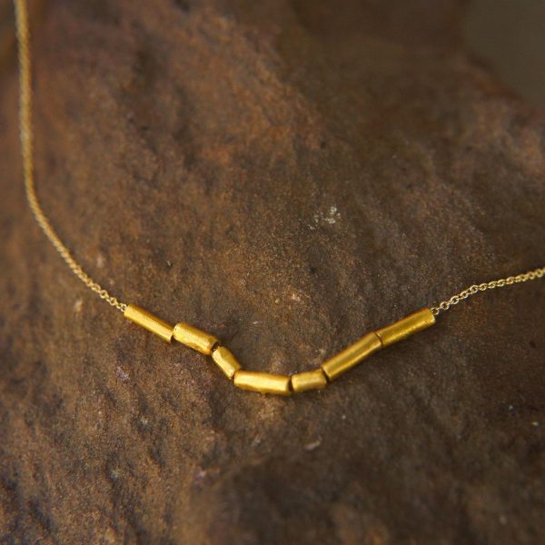 24k gold beaded necklace//24k gold necklace//long beaded necklace//24k necklace//artisan chic necklace//everyday gold necklace