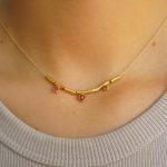 24k gold beaded charm necklace//24k multi stone necklace//24k gold necklace//charm necklace with gem stone//gold beaded necklace