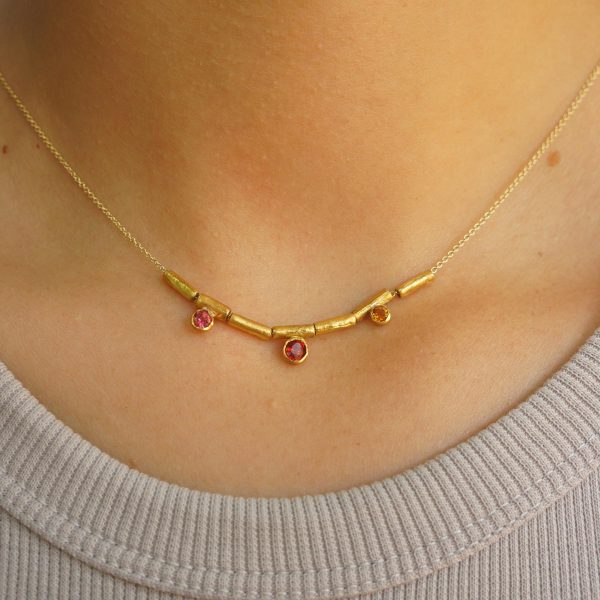 24k gold beaded charm necklace//24k multi stone necklace//24k gold necklace//charm necklace with gem stone//gold beaded necklace