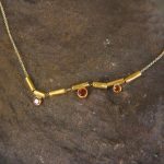 24k gold beaded charm necklace//24k multi stone necklace//24k gold necklace//charm necklace with gem stone//gold beaded necklace